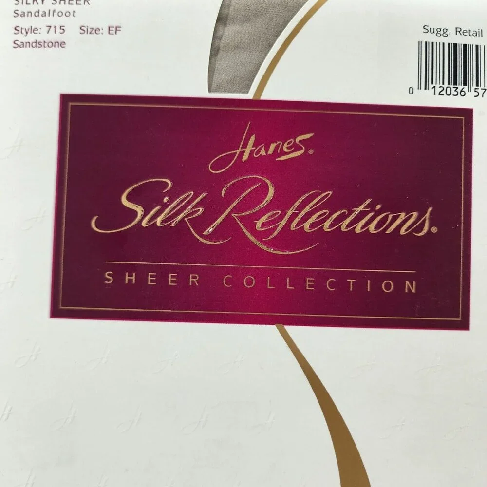 x2 Hanes Silk Reflection Silky Sheer Sandalfoot Pantyhose Style 715 Sandstone EF